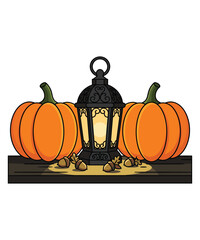 Pumpkin lantern vector illustration © Hasna