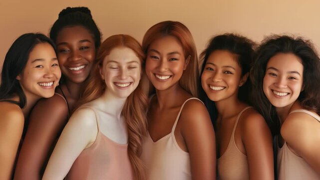 A diverse group of women showcases their unique beauty and individuality through trendy outfits, promoting inclusivity and friendship, and celebrating unity and support in todays vibrant society