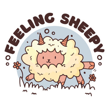 Image of a sheep with the words feeling sheepy