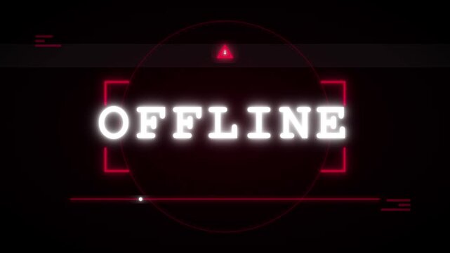 Offline screen overlay for live streaming and gaming broadcasts with neon red ui