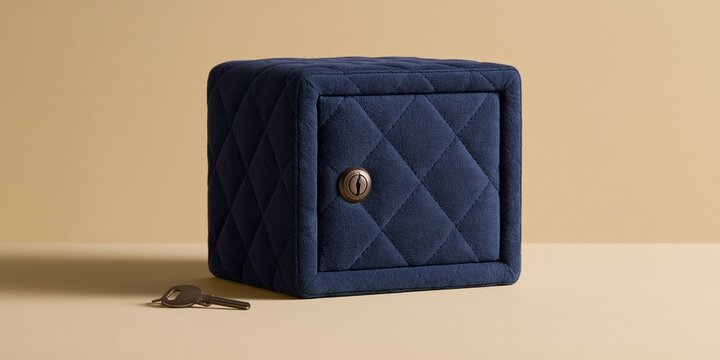 Quilted fabric safe box with key