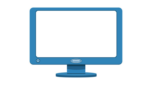 Computer monitor with blank screen and blue frame.
