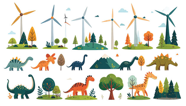Dinosaur illustrations in various poses.