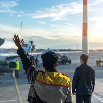 Airport wave at sunset