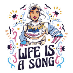 Fototapeta premium Life is a song affirmation quote badge