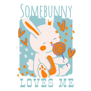 Some bunny loves me cute quote badge