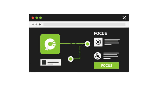 Web Accessibility and Focus UI Dashboard Concept in Dark Mode
