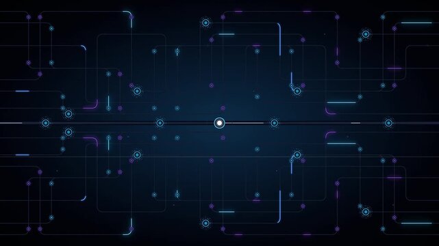Digital circuit board network background: abstract tech data flow and cyber connectivity
