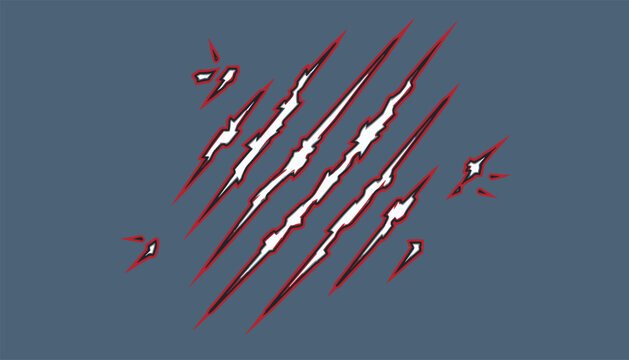Claw scratch marks on a dark grey background depicting wild animal attack, torn surface, or horror slash effect.
