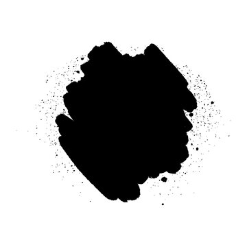 Black Ink Splatter Blot Stain, Grunge Paint Splash Drop with Spray Specks for Background Design