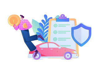 Buy insurance for car flat character vector concept operation illustration  © Lyn Lee