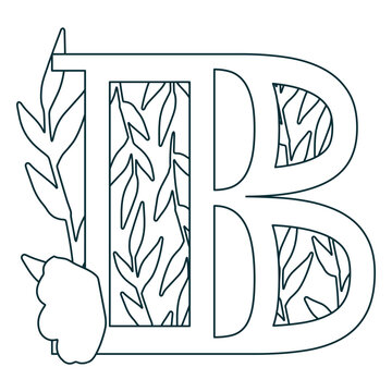 Natural leaf alphabet B letter stroke