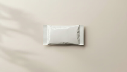 Fototapeta premium Empty silver foil pouch packaging isolated on plain white background minimal product design