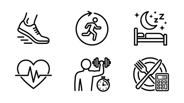 Fitness tracking icons for healthy lifestyle
