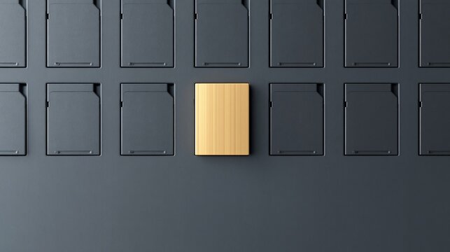 Golden memory card among black cards