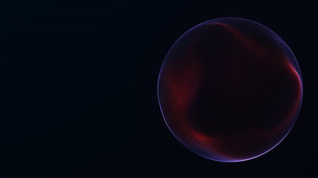 Dark red quantum orb glows on a black field with open copy space, built as a seamless loop for cybersecurity, data network, fintech, and premium tech banners.