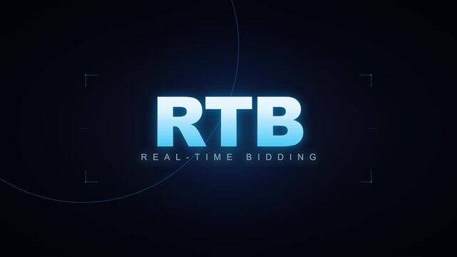 Rtb real-time bidding digital marketing concept motion with hud interface programmatic advertising