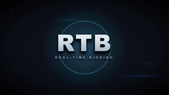 Rtb real-time bidding digital concept animation for advertising technology and programmatic ads