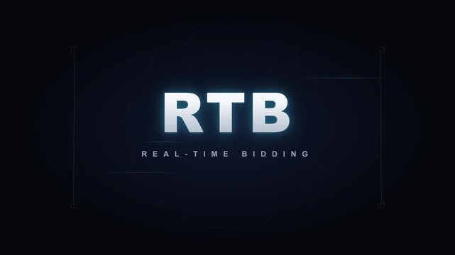 Rtb real-time bidding digital marketing concept motion with hud interface programmatic advertising