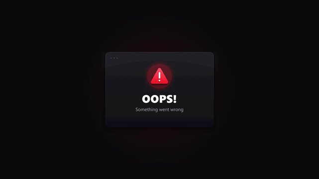 Error message pop-up animation with warning digital system failure concept alert