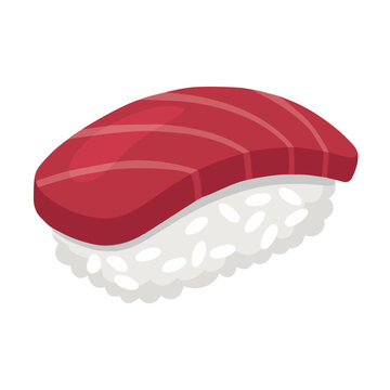 Maguro sushi tuna nigiri flat vector illustration