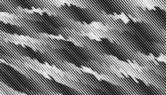 Black and white abstract diagonal lines pattern with smooth transition effect for sporty background and jersey design element. Editable graphic resource. Vector Format Illustration. EPS10 