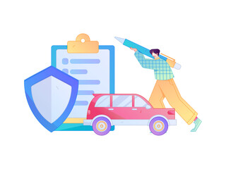 Buy insurance for car flat character vector concept operation illustration  © Lyn Lee