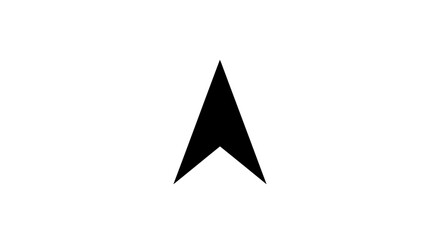 Fototapeta premium Simple black up arrow icon pointing North, representing direction, navigation, progress, and growth on a clean white background.