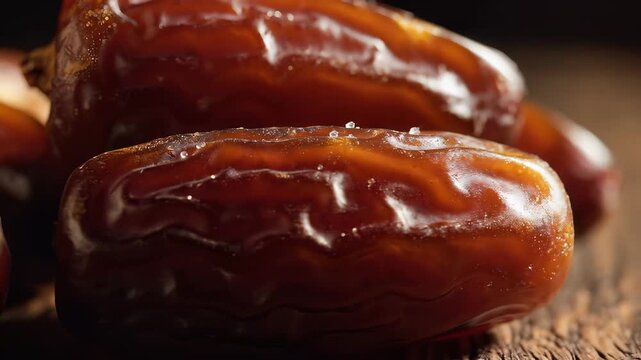 Close up of sweet dried fruit with natural texture and detail on wooden surface
