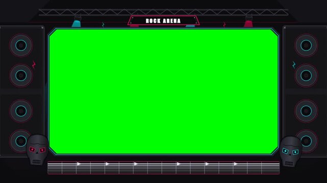 Rock Arena Concert Stage with Green Screen Chroma Key Frame