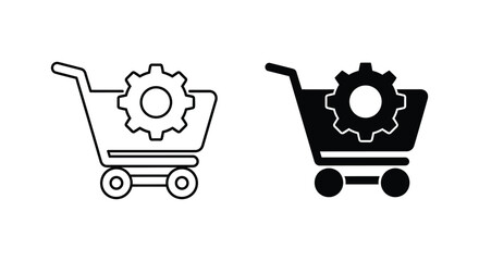 Shopping cart with gear icon flat design © MdPashar