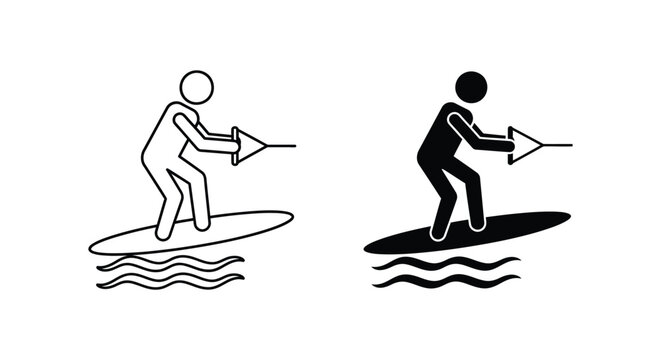 Two people wakeboarding on waves