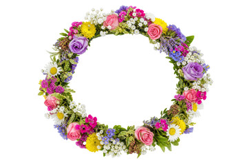 Naklejka premium Colorful flower wreath with a variety of blooms for decoration