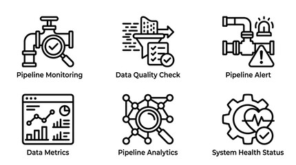 Fototapeta premium Pipeline monitoring analytics icons on screen
