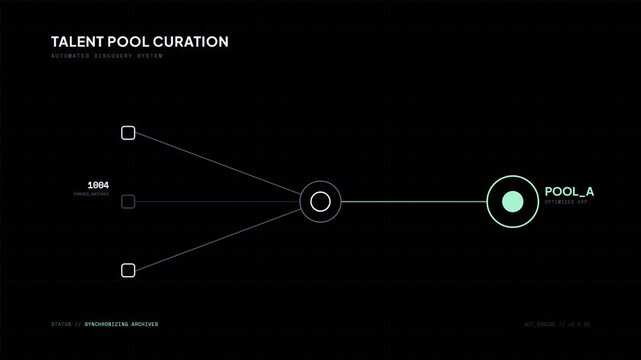 Talent pool curation data visualization on black background