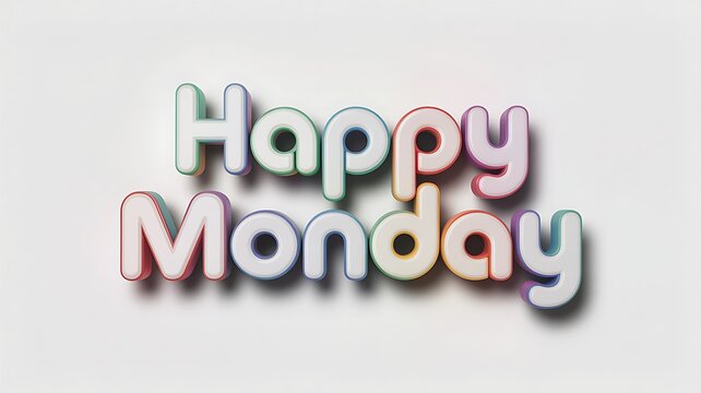 Happy monday 3D pastel typography sign a clean as isolated element