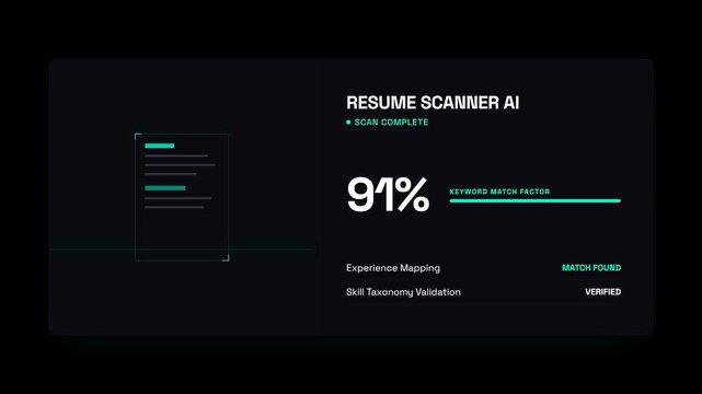 Artificial intelligence resume scanner analyzing candidate match data
