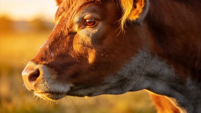 australian cattle close up at golden hour portrait