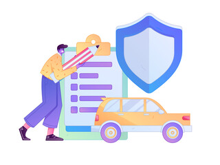 Buy insurance for car flat character vector concept operation illustration  © Lyn Lee