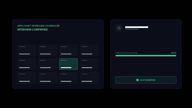 Interview confirmation screen on a digital hiring platform