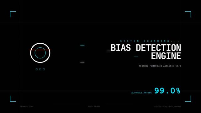 Artificial intelligence bias detection engine interface animation