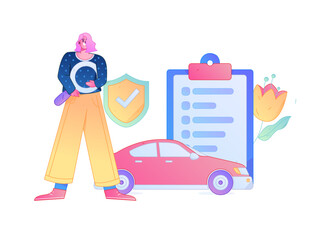 Buy insurance for car flat character vector concept operation illustration  © Lyn Lee