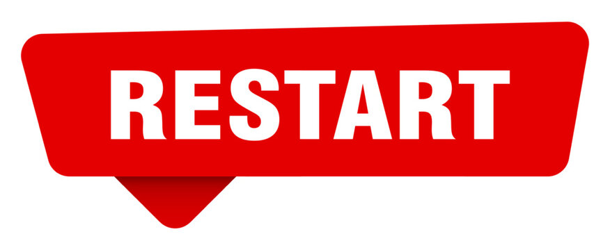 restart red sticker isolated on transpatent background. restart sign
