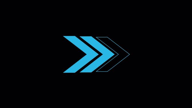 Abstract blue neon arrow shapes moving forward in a loop.