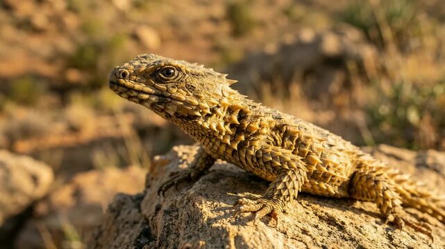 armadillo lizard close up on rock in karoo desert south africa golden sunlight video