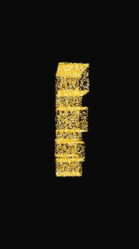 Premium vertical animation of elegant gold glitter particles shaping a Swiss Franc symbol over black background. Perfect for high-end mobile marketing.