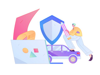 Buy insurance for car flat character vector concept operation illustration  © Lyn Lee