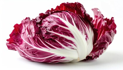 Obraz premium Fresh Purple Radicchio Head Resting on Clean White Studio Background
