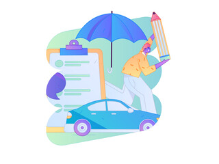 Buy insurance for car flat character vector concept operation illustration  © Lyn Lee