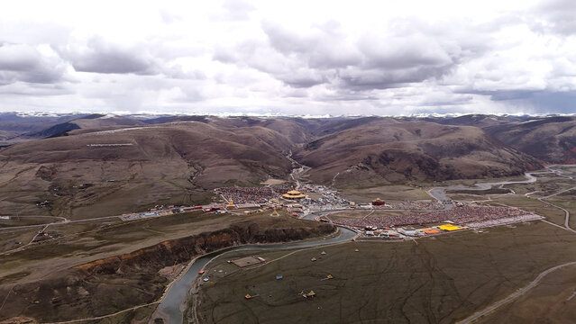 2t1 014 Aerial Mountain Road and Snow Landscape Along G317 Western